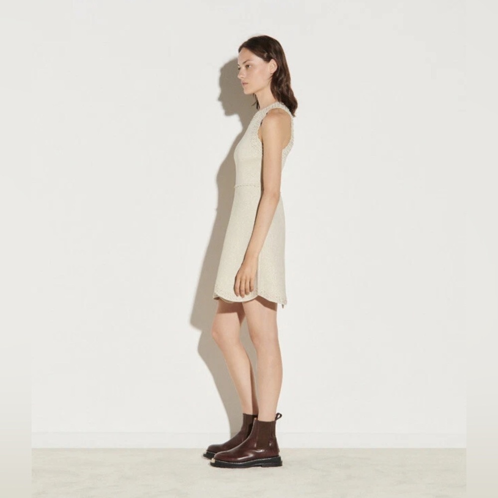 Sandro | Ariane Faux Pearl-Embellished Knitted Dress Gold Metallic Size 38/6 - Picture 2 of 15